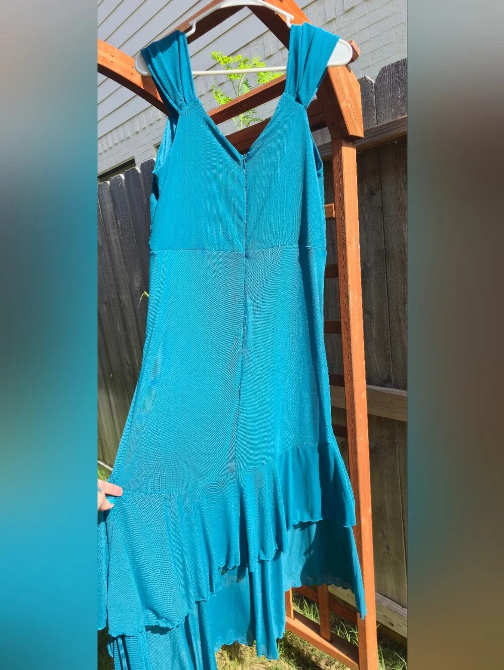 JJs House Teal Draped High-Low Dress